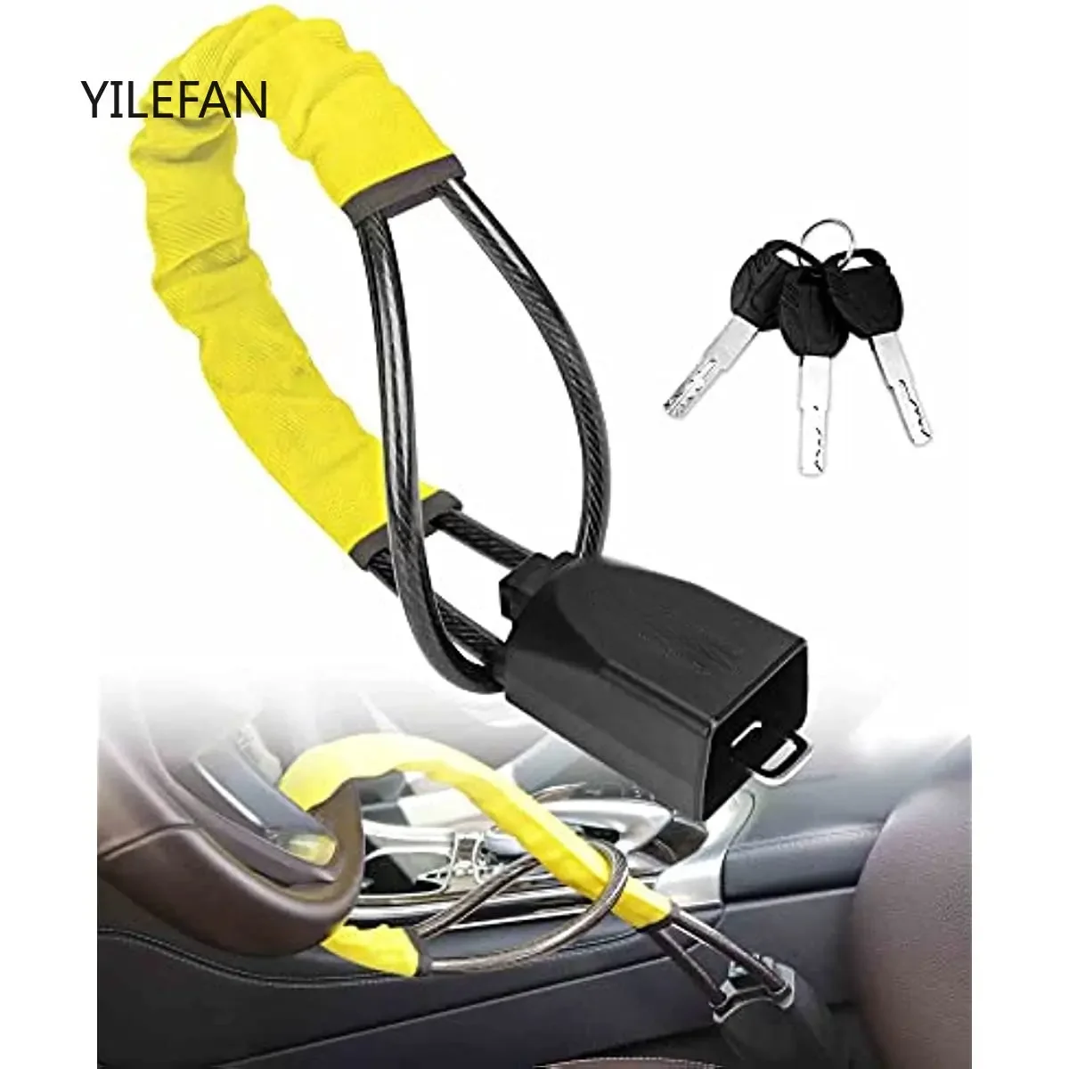 

Замок рулевого колеса, замок ремня безопасности, универсальный противоугонный автомобильный замок для безопасности автомобиля, подходит для большинства автомобилей, грузовиков, внедорожников, фургонов