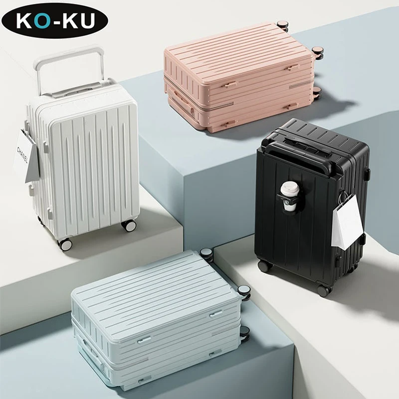 KO-KU Large Capacity 2024 New Wide Handle Luggage Students Universal Wheel Boarding Suitcase Password Box 20/22/24/26/28/30