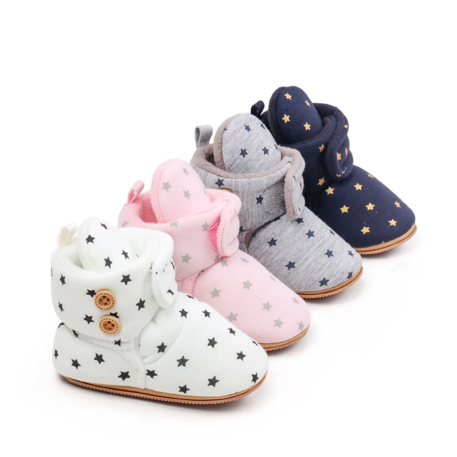 SUNSIOM 0-18 Months Newborn Baby Winter Boots Star Print Warm Cute Flats Casual Walking Shoes for Toddler Infant