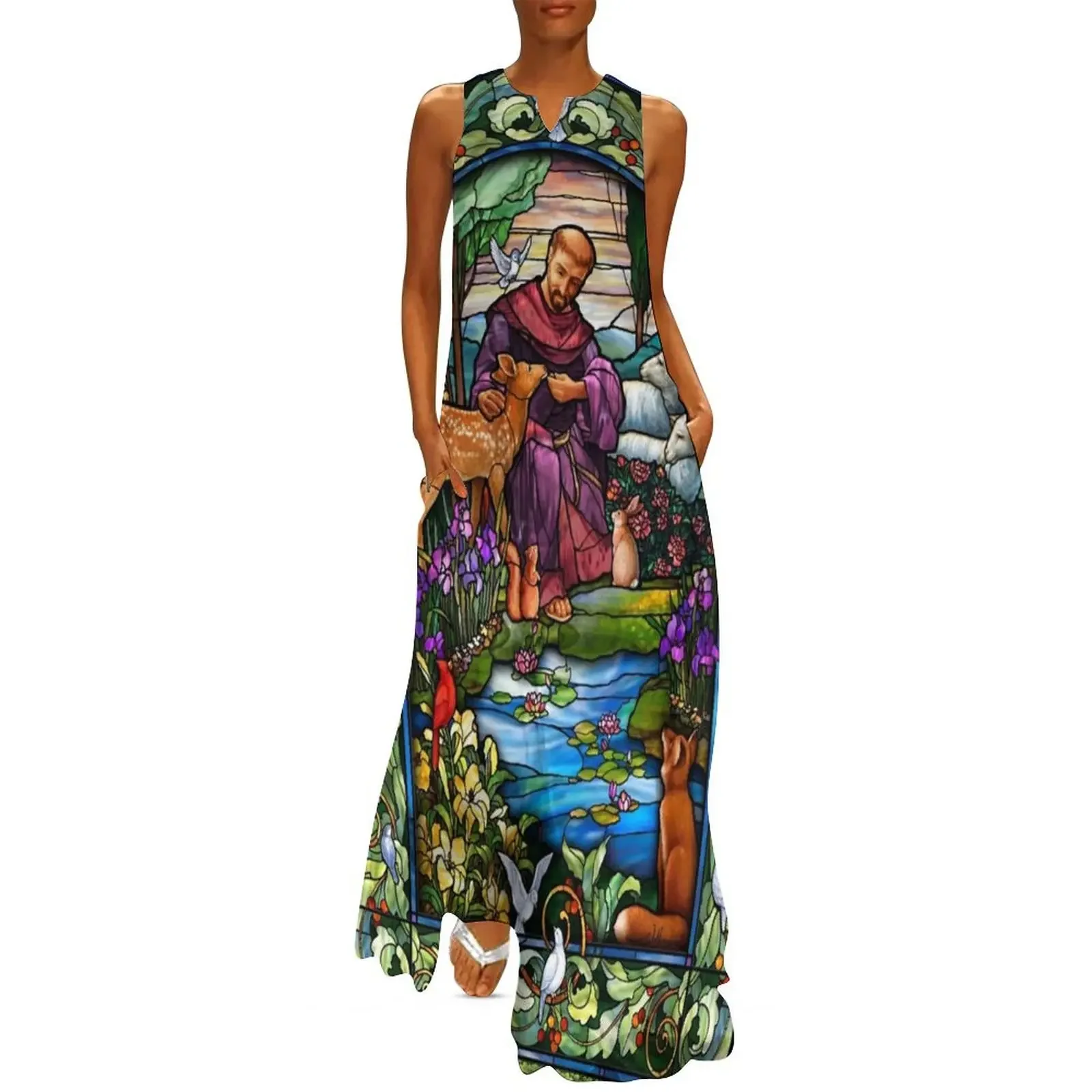 

St. Francis Stained Glass Long Dress women's dresses luxury dress for women summer Women's clothing women clothes Dress