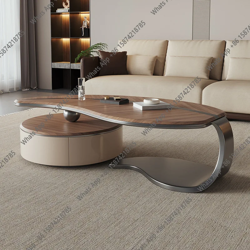 New solid wood special-shaped leaf coffee table TV cabinet combination new Chinese modern light luxury storage living room