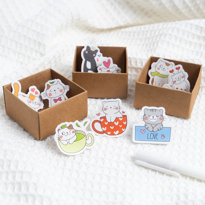 45 Pcs/pack Cute Cats Art Paper DIY Decorative Stickers for Households Accessory