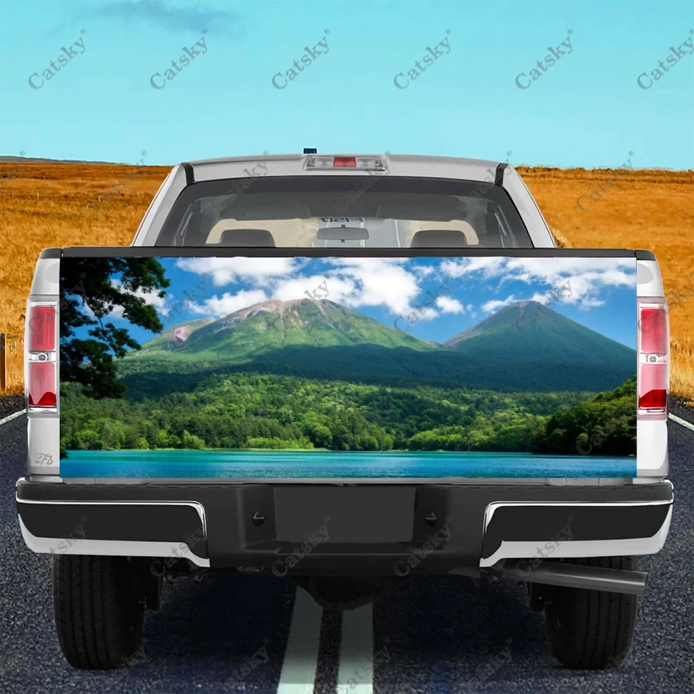 Nature Green Mountain Custom Car Tail Trunk Protect Vinly Wrap Sticker Decal Car Hood Decoration Sticker for SUV Off-road Pickup