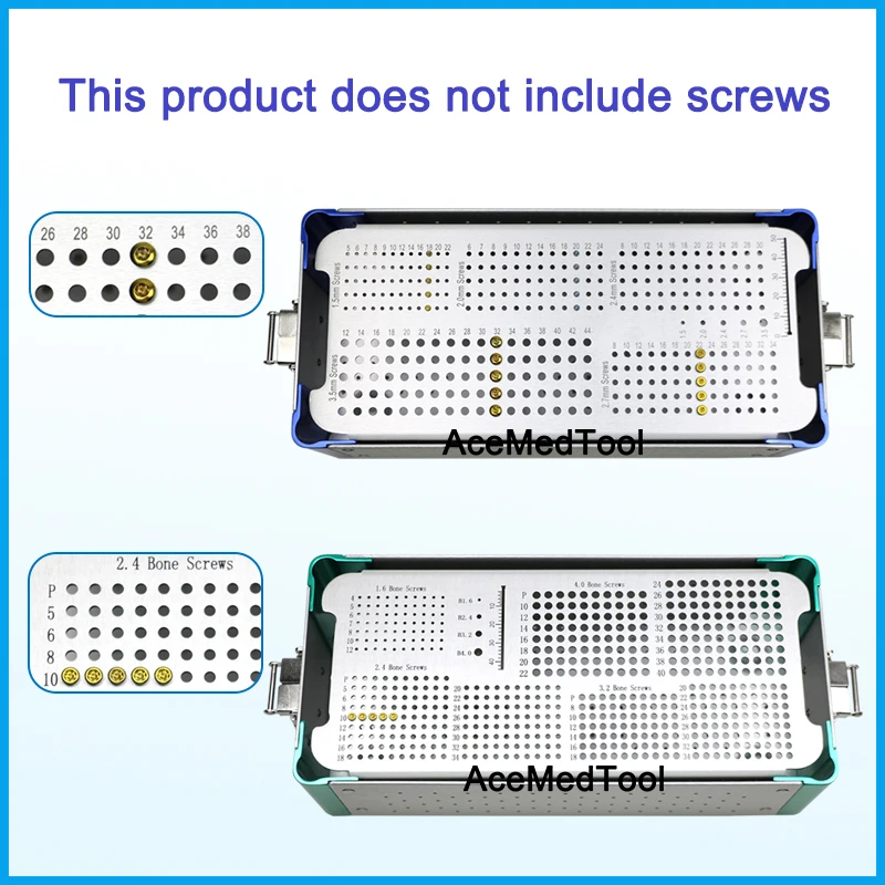 Orthopedic Screw Box Animal Orthopaedic Tray with Screw Rack Aluminum Sterilization Tray Pet Orthopedic Instruments
