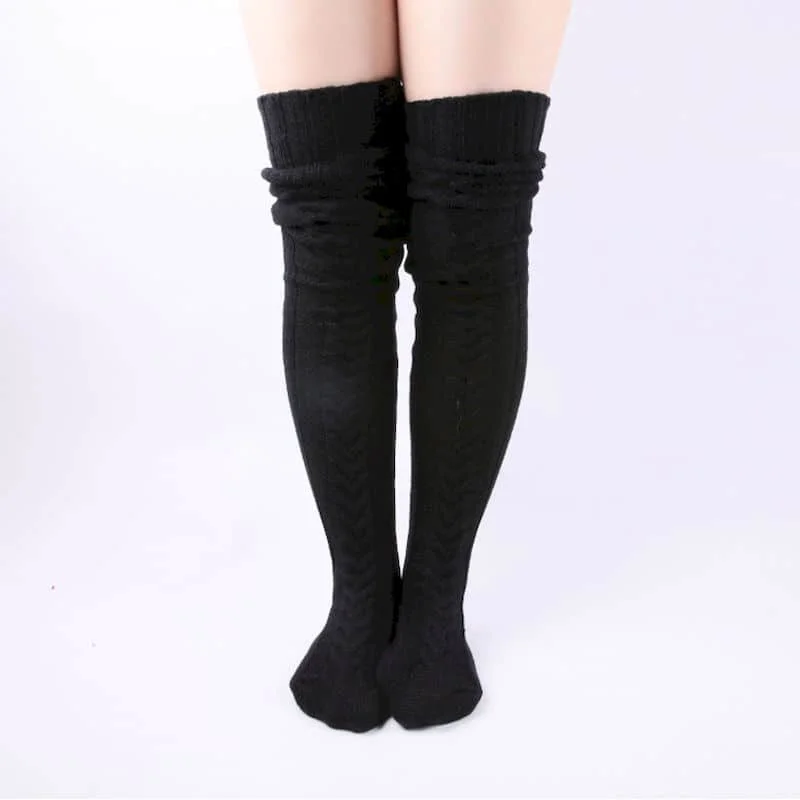 Harajuku Leg Warmers Solid Thickened Leg Warm Knee High Socks 2024 New Autumn and Winter Wool Knitted Long Tube Floor Pile Socks