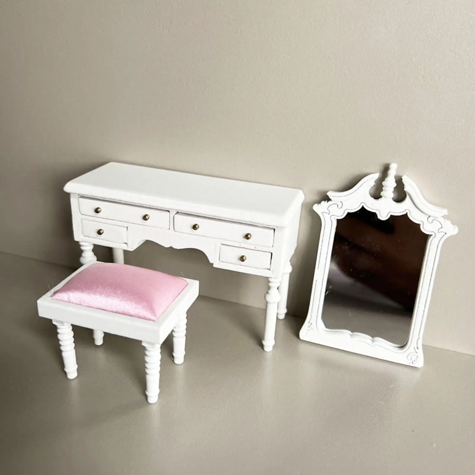 Mini mesa para casa de muñecas 1:12, muebles de madera para baño, pasillo y dormitorio