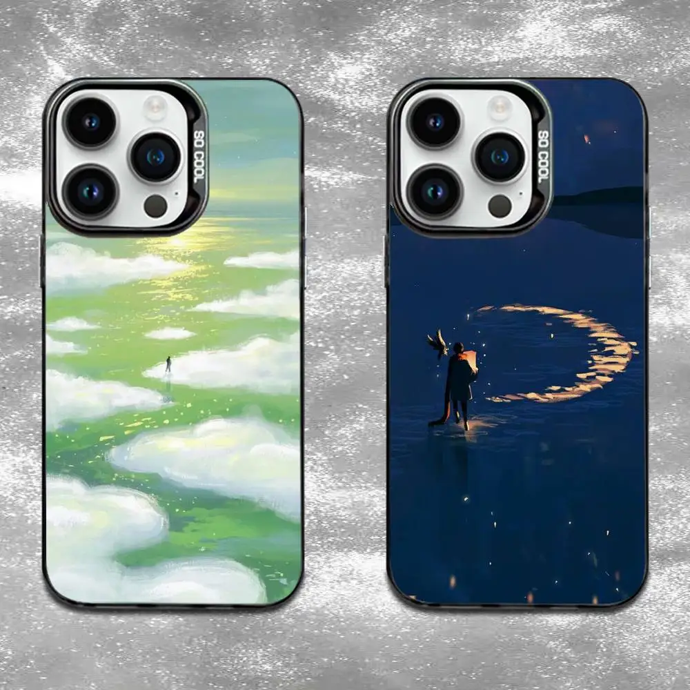 

Walking above the clouds Phone Case For iPhone 16,15,14,13,12,11,Mini,Pro,E,MAX Black Candy Matte Shockproof Cover