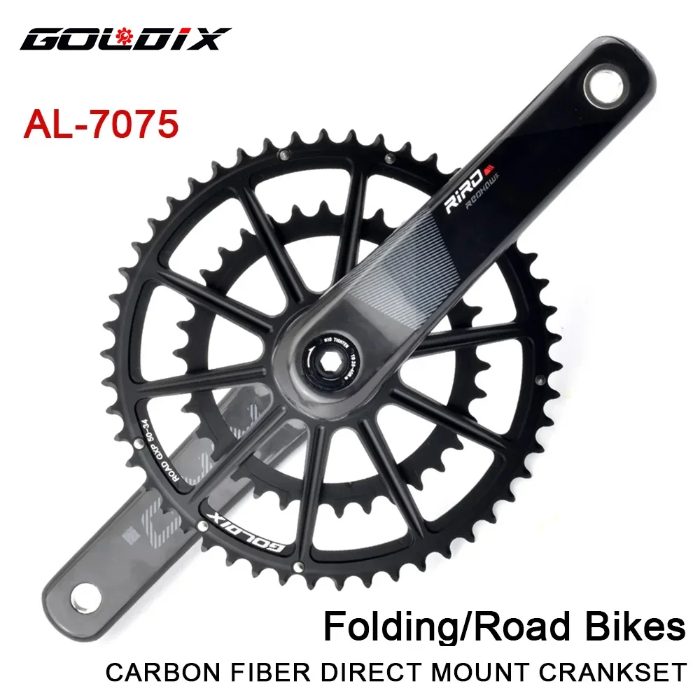 GOLDIX Carbon Fiber Crank Road/Gravel Bike 11/12 Speed 50-34/53-39T Direct Mount Bicycle Crankset 170mm 32-48T Chainring Bike