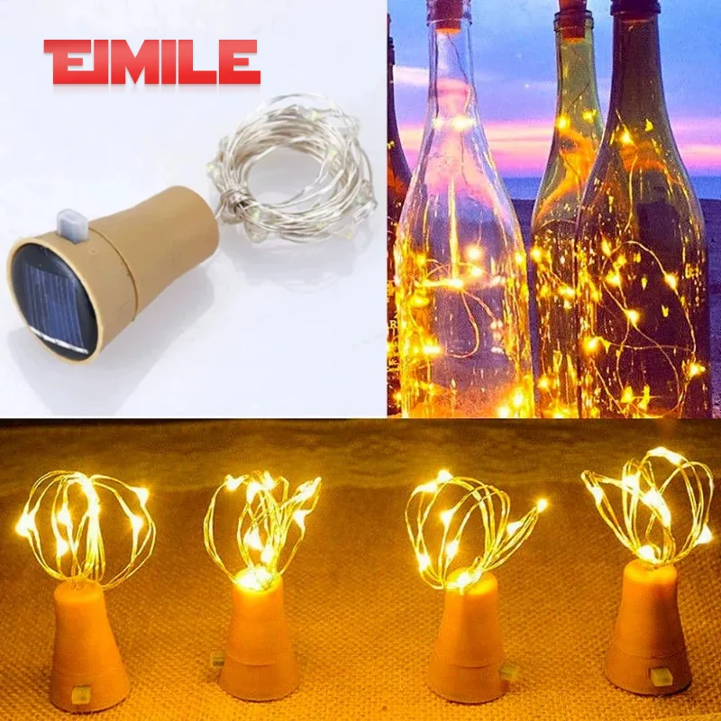 1M/2M Solar Wine Bottle Cork LED Copper Wire String Light – DIY Decorative Lighting for Holidays, Weddings, and Patio Ambiance
