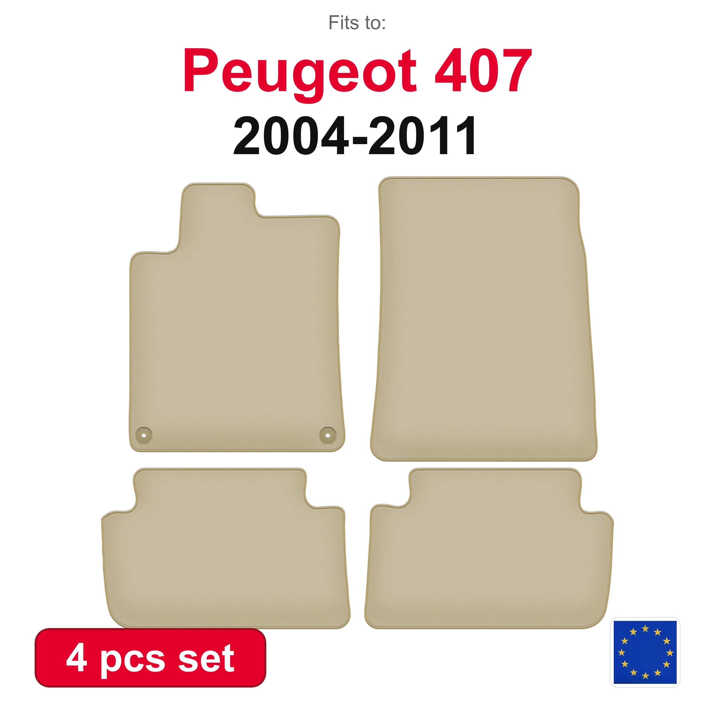 PREMIUM-Autovelourmatten für Citroen C5 I Limousine, Kombi (2001-2008) – beige, passgenau (4 Stück), passgenaues Autofußmatten-Set