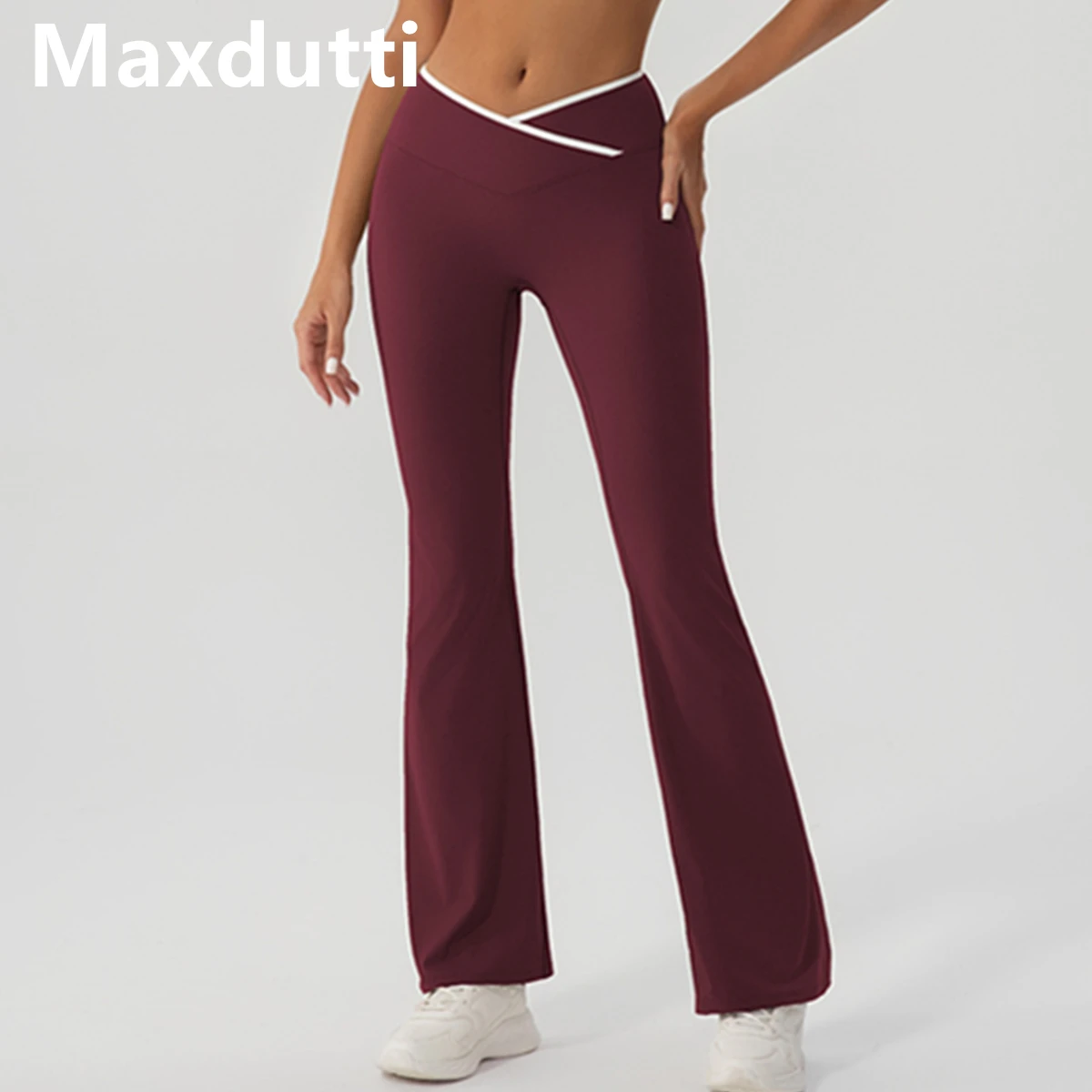 Maxdutti Yoga Clothes Cross High Waisted Yoga Flare Bottoms Fitness Sportswear Casual Shaping Pants Women's Pants And Trousers