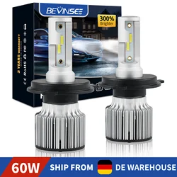 BEVINSEE-H7 Lâmpadas de faróis LED, feixe alto e baixo, farol para veículos, tamanho mini, luz mais brilhante, 6000K, branco, 12V, H4, 9003, 10000LM