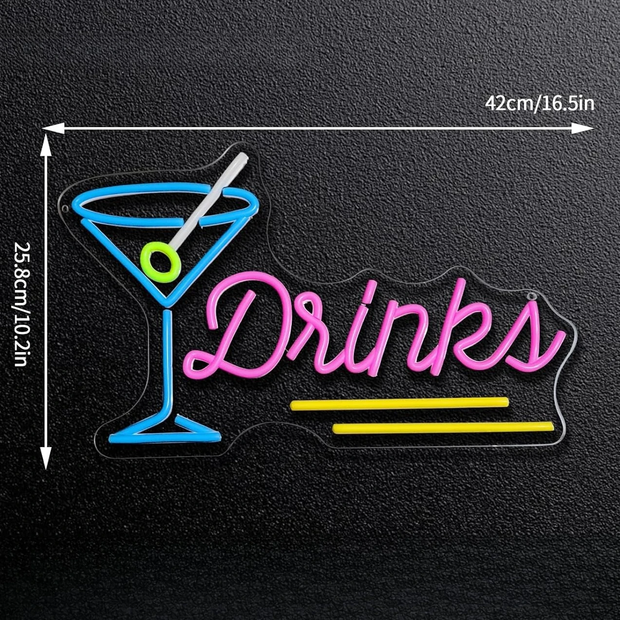 ドリンクネオンサイン調光可能カクテルネオンライトサイン、バー、パーティー、男の隠れ家、パブ、レストラン、ビストロ、部屋の壁飾り、男の子へのギフト