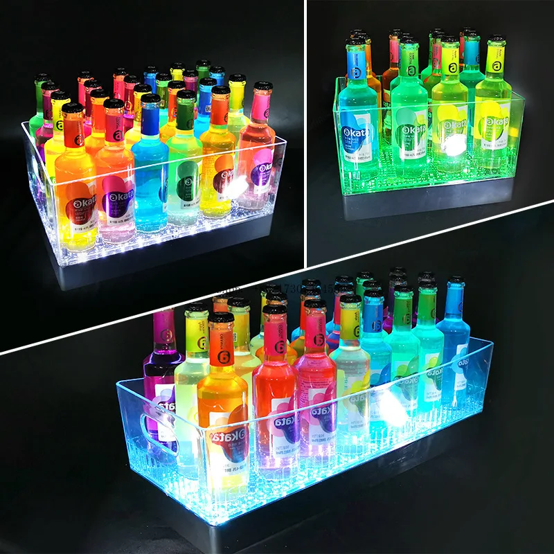 

Светящееся ведро для льда, коммерческая зарядка, ведро для шампанского, ведро для вина, коктейля, ведро для льда, КТВ, ведро для пива, креативная рама для бара и пива