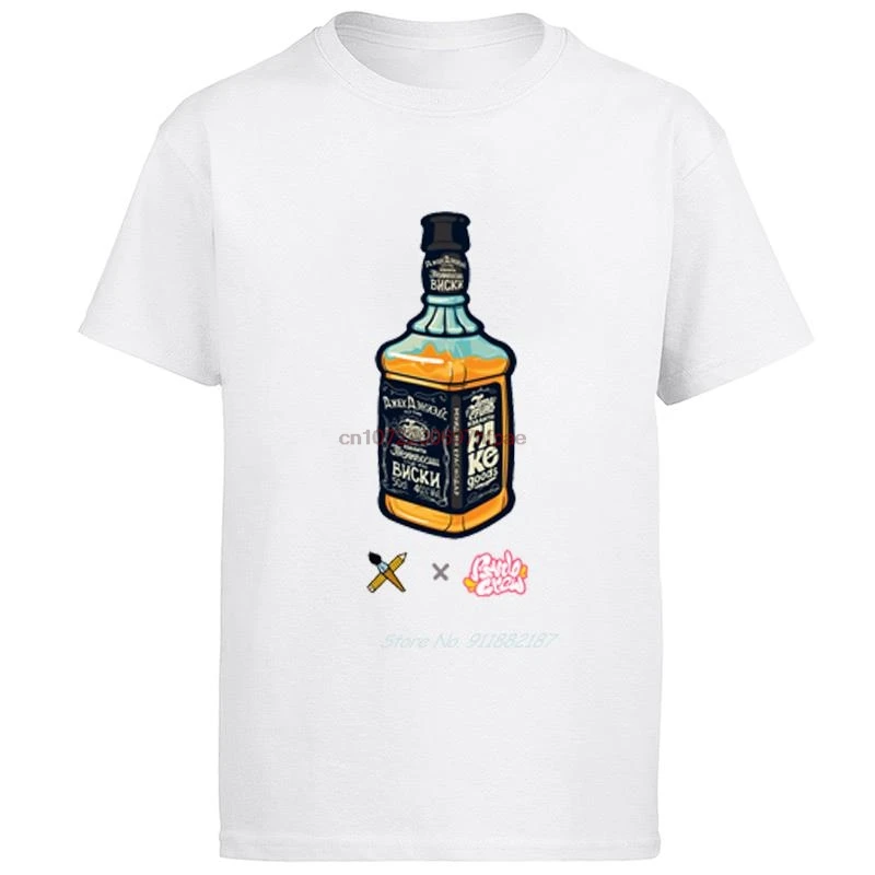 Liquor Bottle Whisky Box Diy Graphic T Shirts Cotton Short Sleeve T-Shirts Summer New Shirts And T-Shirts Mens Print T Shirt