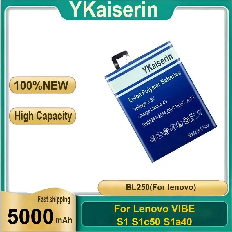 

Mobile Phone Battery Environmentally Friendly For Lenovo Vibe S1 S1c50 S1a40 BL250 5000Mah