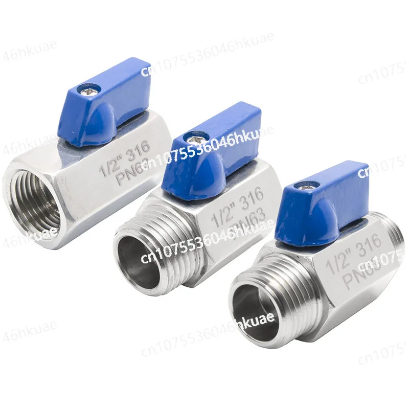 316 Stainless Steel Mini Ball Valve High Pressure PN63 Hexagonal Inner and Outer Wire Mini Ball Valve 1 Point 2 Points 3 Points