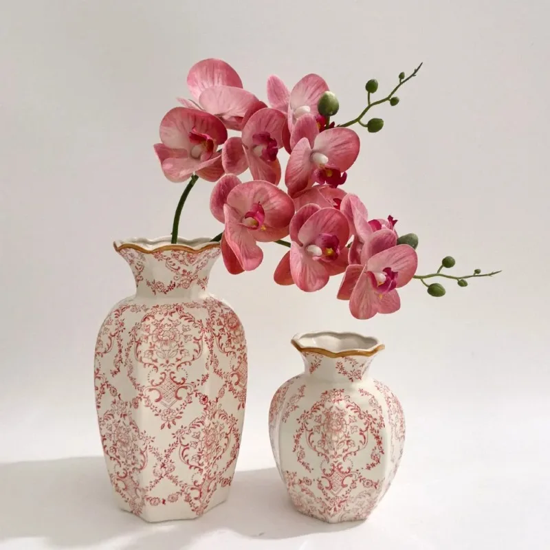 Blue and White Porcelain Vintage Flower Vase Ceramics Flowerpot Floral Arrangement Terrarium Home Decoration Accessories