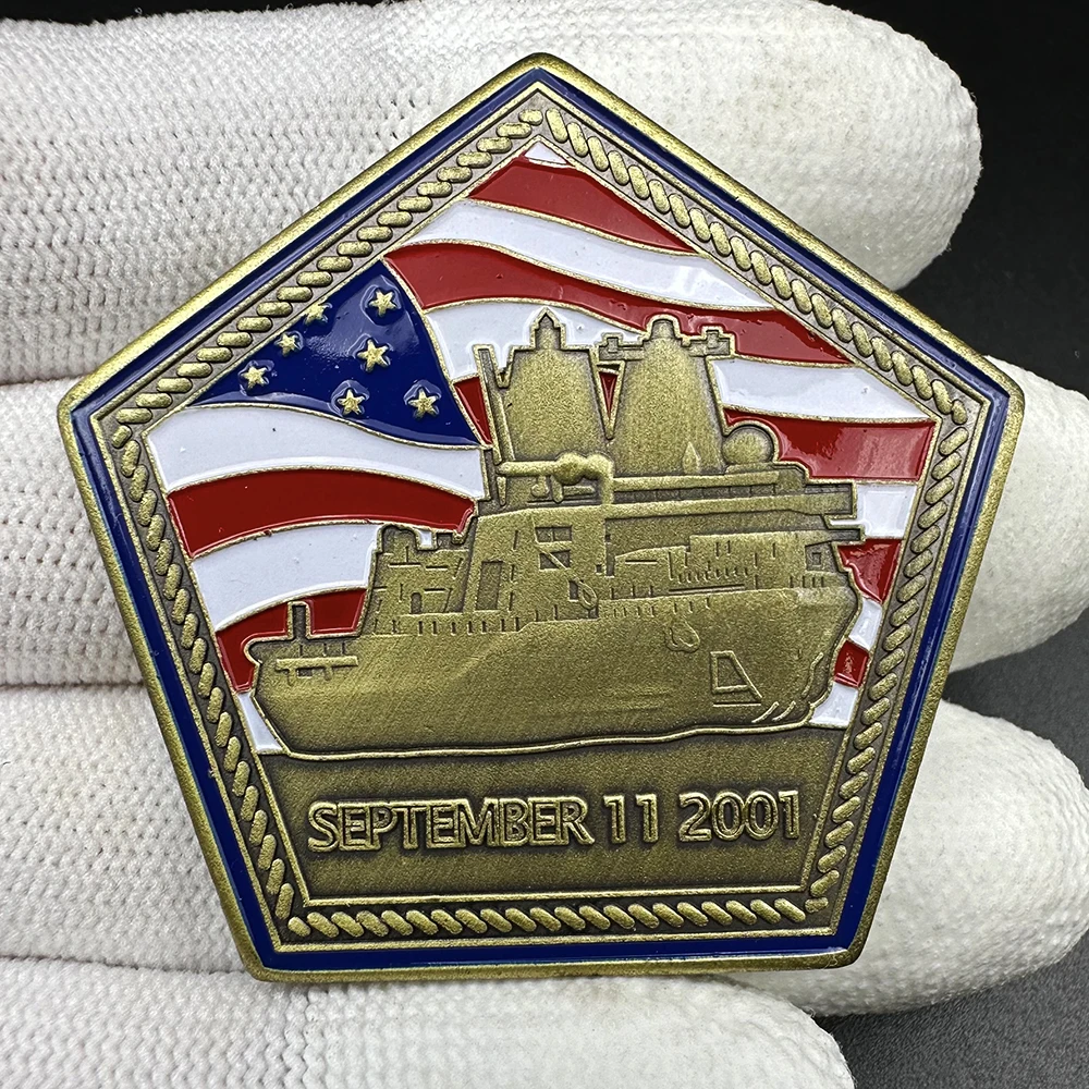 

US 911 Bronze Coin Collectibles The Aircraft Carrier USS Arlington Badge The Pentagon Always Remember 9.11 Medal Souvenir