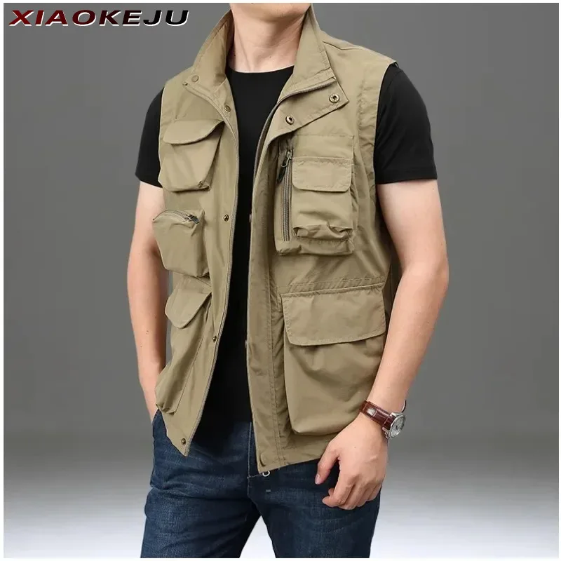 

Tactical Custom Jacket Made Vests Men's Motorcyclist Jackets Windbreaker MAN Sleeveless VEST Multi-pocket Luxury Coat Clothing