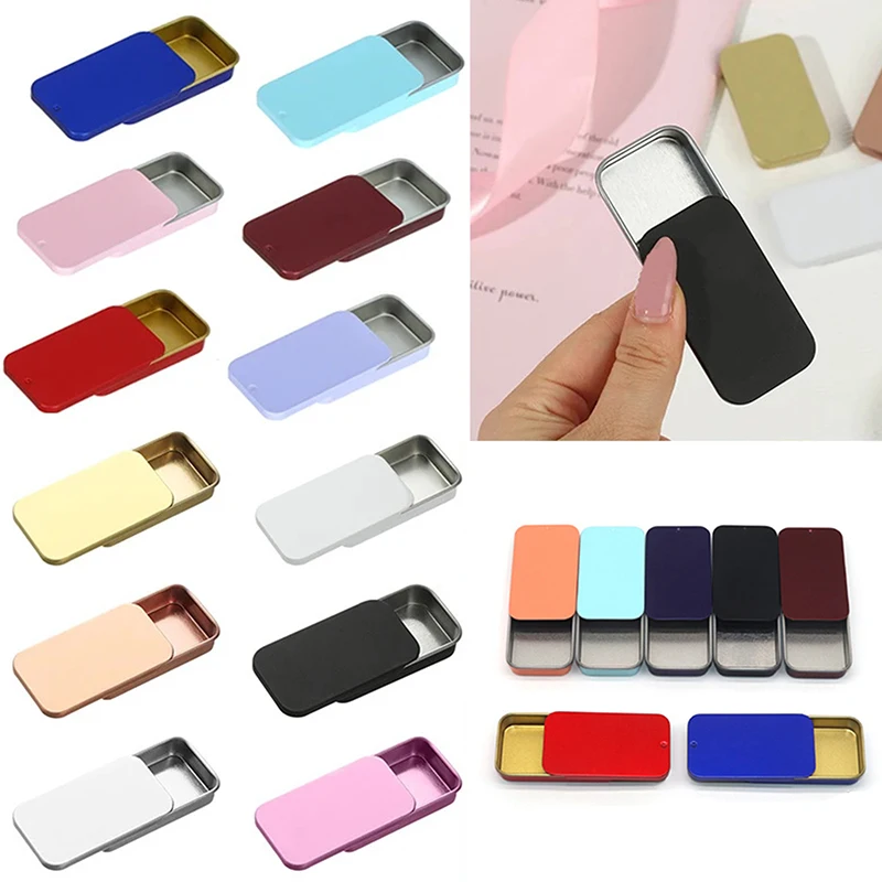 【Tinplate Box Slide Lid Push Pull Box Drawer Balm Box Portable Box Mini Aromatherapy Jar Candy Small Iron Box Gift Box】