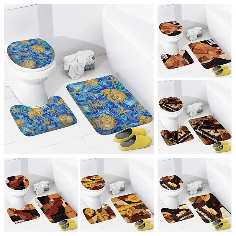 

Non slip shower mat bathroom carpet shower beach style decoration water absorbing bathtub carpet toilet cover decoration cover