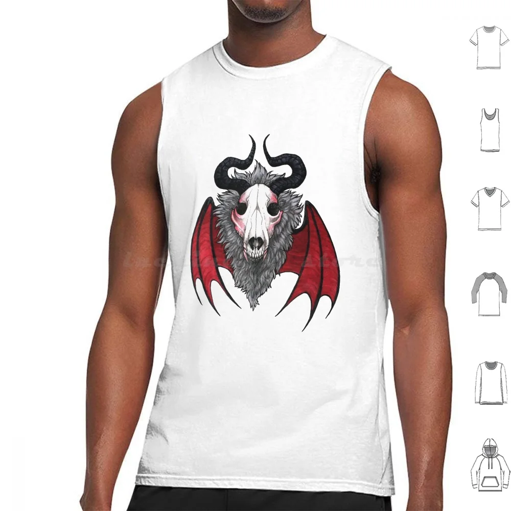 His Judgement Tank Tops Vest Sleeveless His Judgement Wolf Dog Canine Skull Animal Skull Wolf Skull Horns Antlers Leather Fur