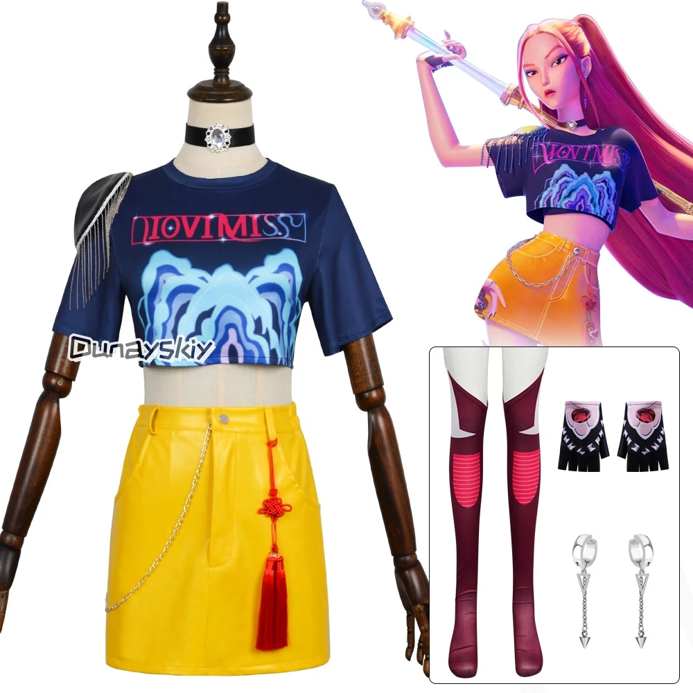 Mira Cosplay Kpop Demon Hunters 코스프레 Suits Huntrix K Pop Demon Hunters Top Skirt Sets Women Halloween Party Roleplay 케이팝데몬헌터스