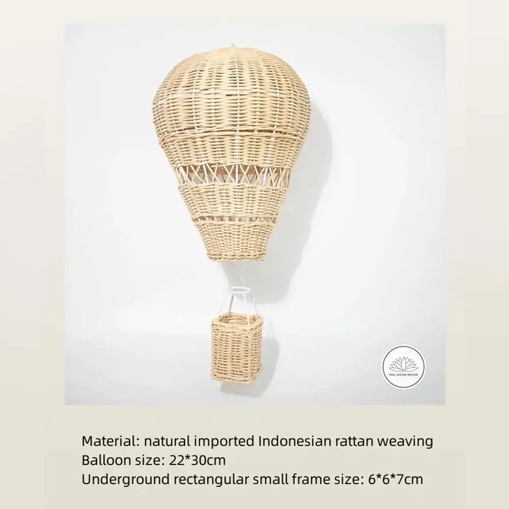 Rattan Hot Air Balloon Kids Room Decor Beige Home Decor House Decorations For Home Rattan Woven Pendant Decor E9R9