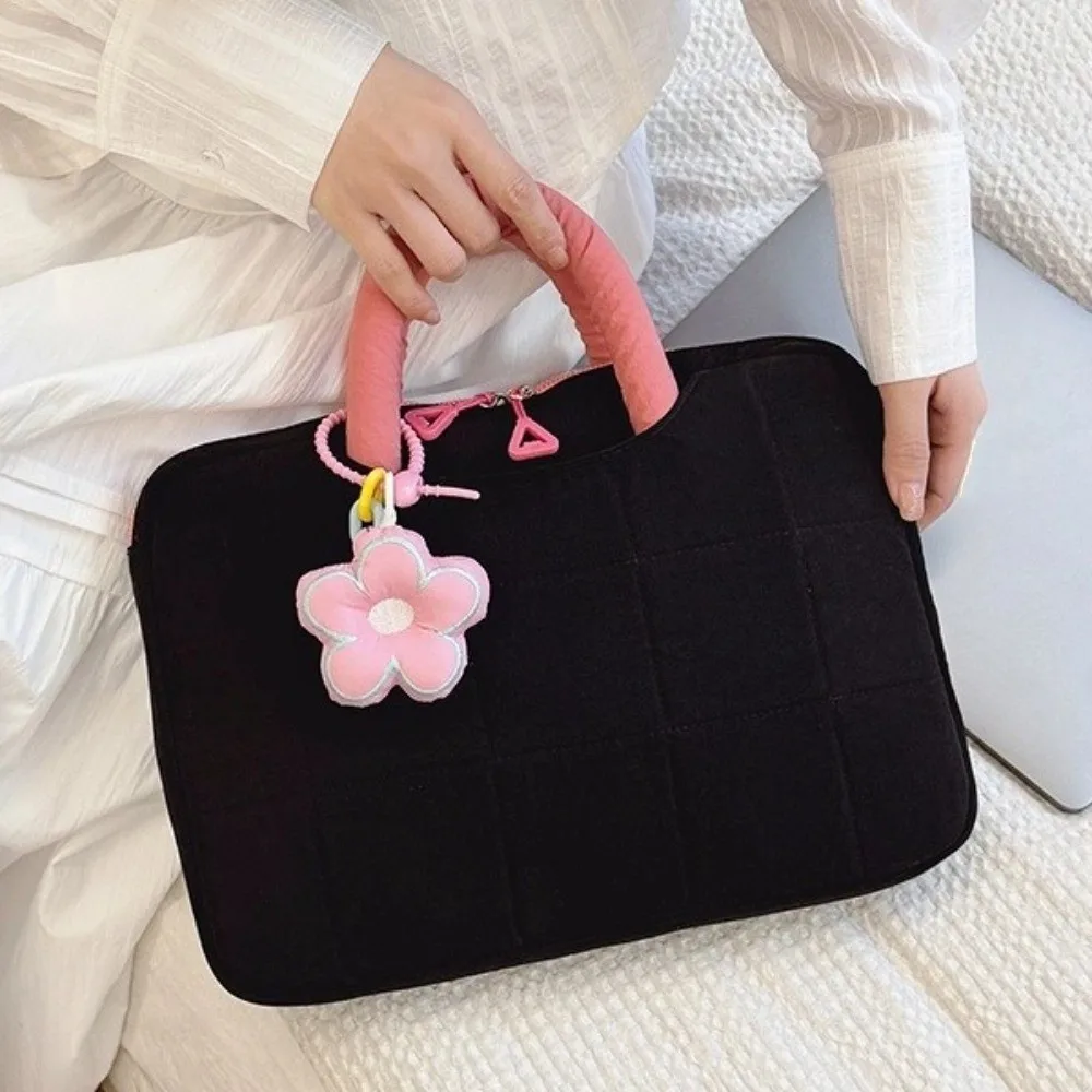 

Stylish 14 Inch Laptop Sleeve Puffy Portable Computer Handbag with Pendant Tablet Cover Commute