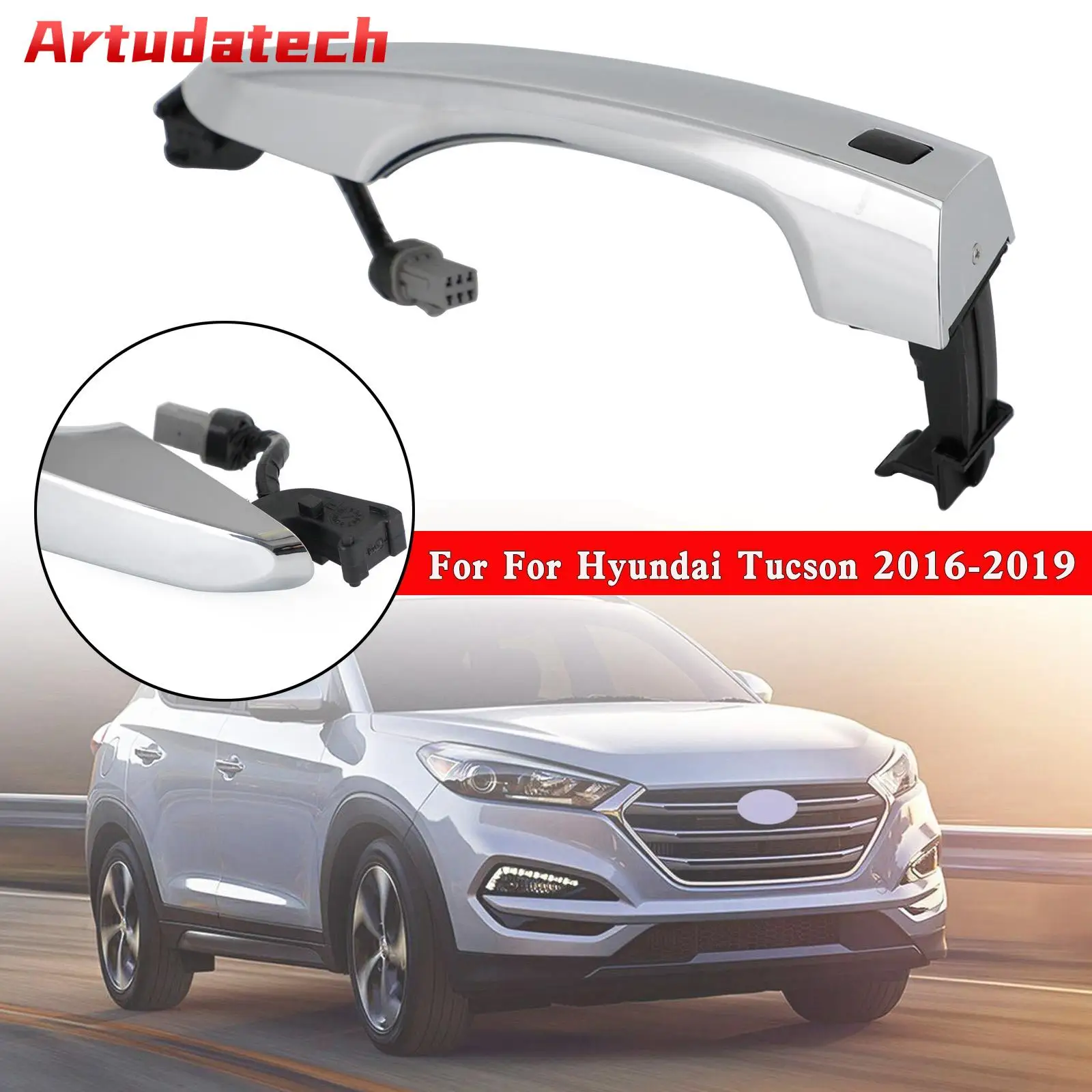 Artudatech Exterior Front Left Door Smart Key Handle 82651D3710 For Hyundai Tucson 16-2019 Car Accessories