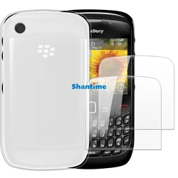 Soft Case + 2 Pack Tempered Glass Screen Protectors for BlackBerry 8520 Curve, Gemini Full-Body Protection