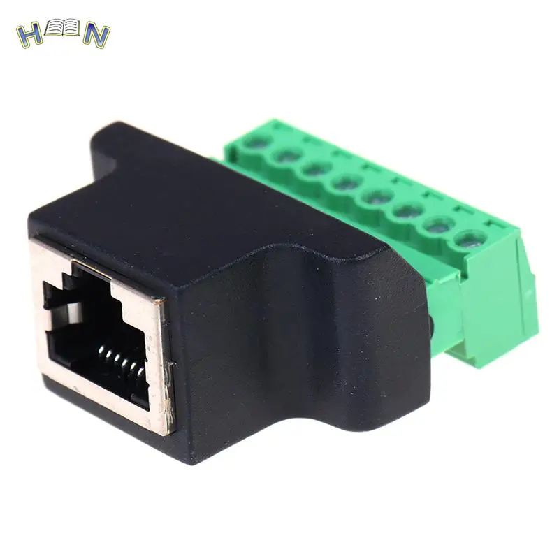 1 piezas Ethernet RJ45 hembra a tornillo Terminal 8 Pin CCTV Digital DVR adaptador conector