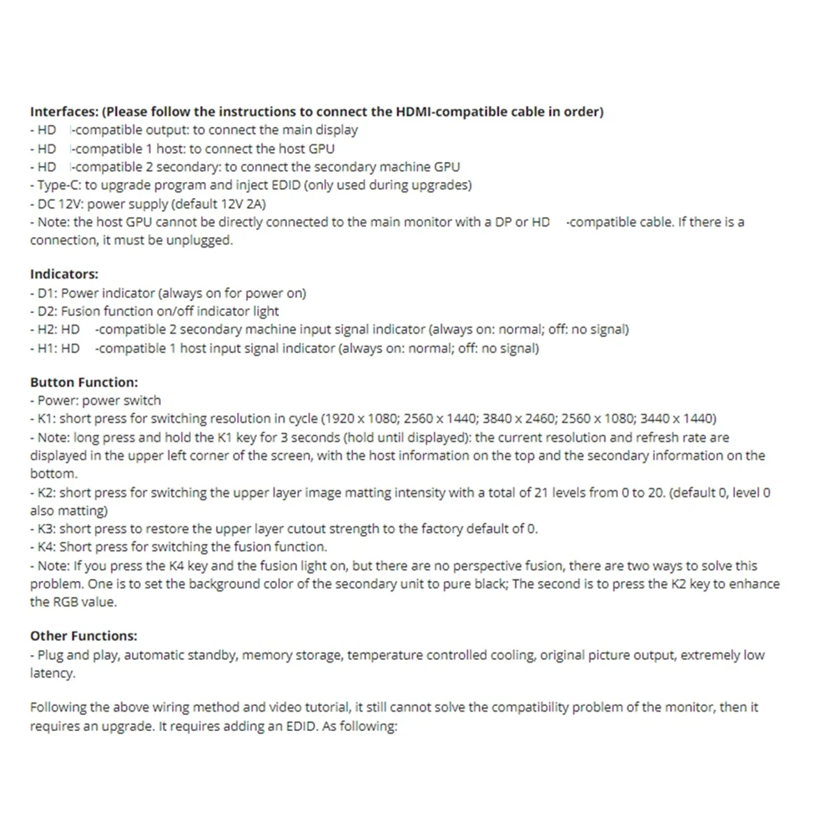 Kotak Hamparan Video DMA Kit DIY Prosesor Video Kompatibel dengan HDMI PLUG AS