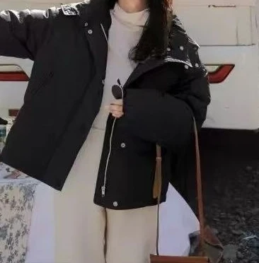 ملابس نسائية جديدة مبطنة بالقطن ملابس قصيرة مبطنة بالقطن سترات فضفاضة مبطنة بالقطن للشتاء سترات بغطاء للرأس #5