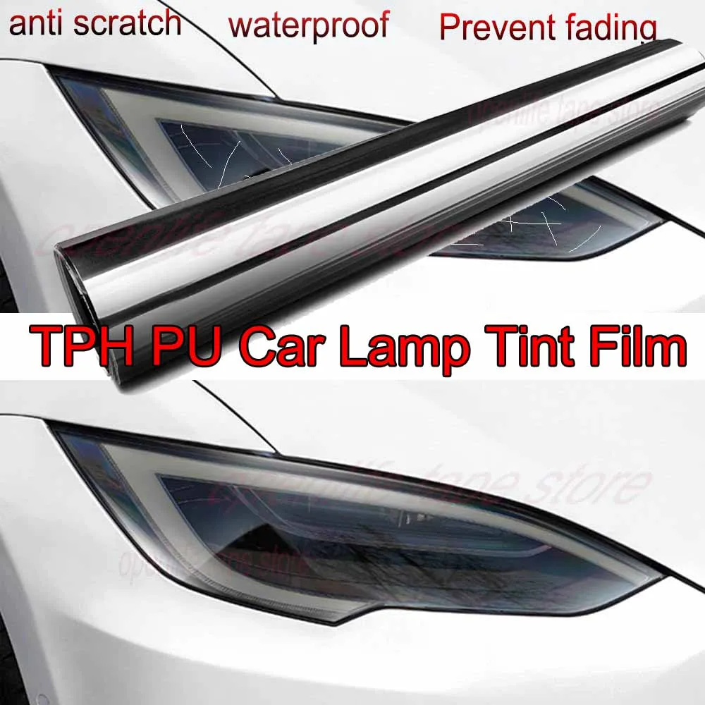 PU TPH Car Headlight Tint Film Taillight Fog Light Protective Tint Films Motorcycle Car Lamp Color Change Anti-scratch Film