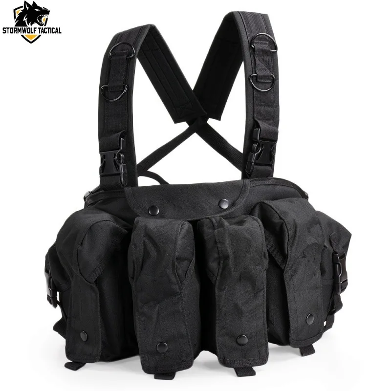 Camouflage Tactical Load Carrying Vest with Modular Pouches for Outdoor Training Hiking and Camping