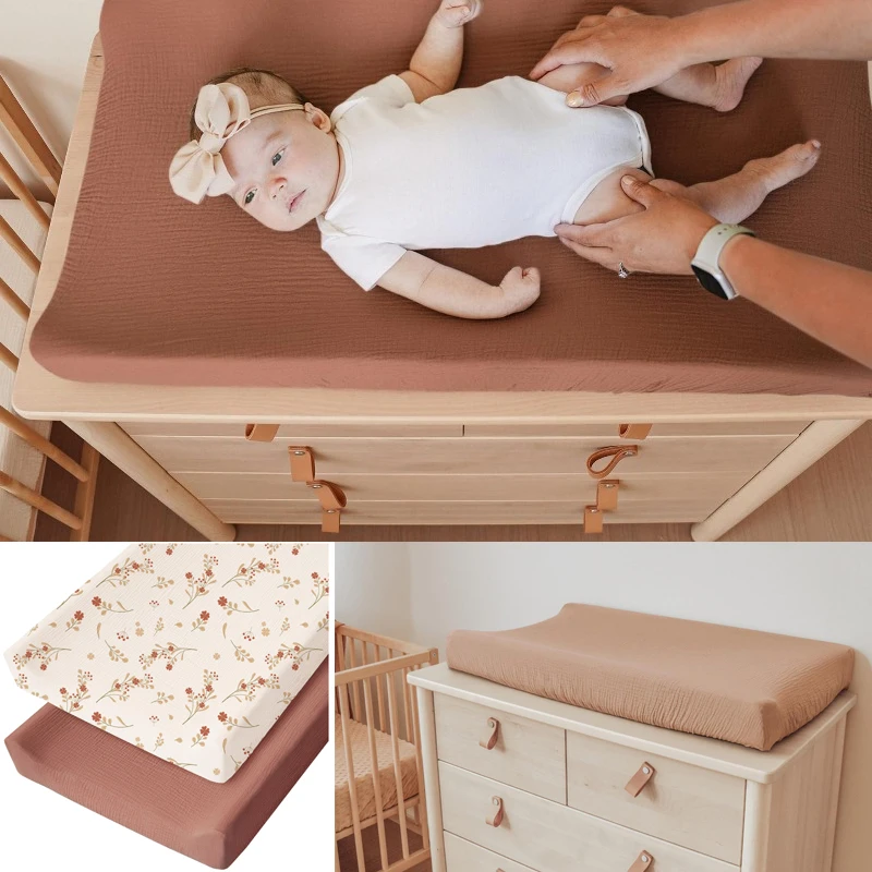 2PCS Windel Ändern Pad Abdeckung Weiche Atmungsaktive Baumwolle Neugeborenen Baby Ändern Matte Abdeckung Einfarbig Baby Dusche Geschenk