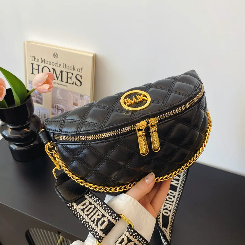 

2025 Quilted Crossbody Bag - Stylish Waist Pack with Chain Strap, Soft Leather Dumpling Purse for Women