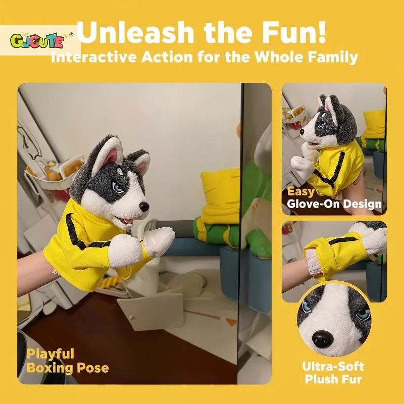 Creative Boxing Husky Hand Puppet Plush Interactive Doll Funny Glove Toy For Kids Family Party Game Birthday Gift Decoration