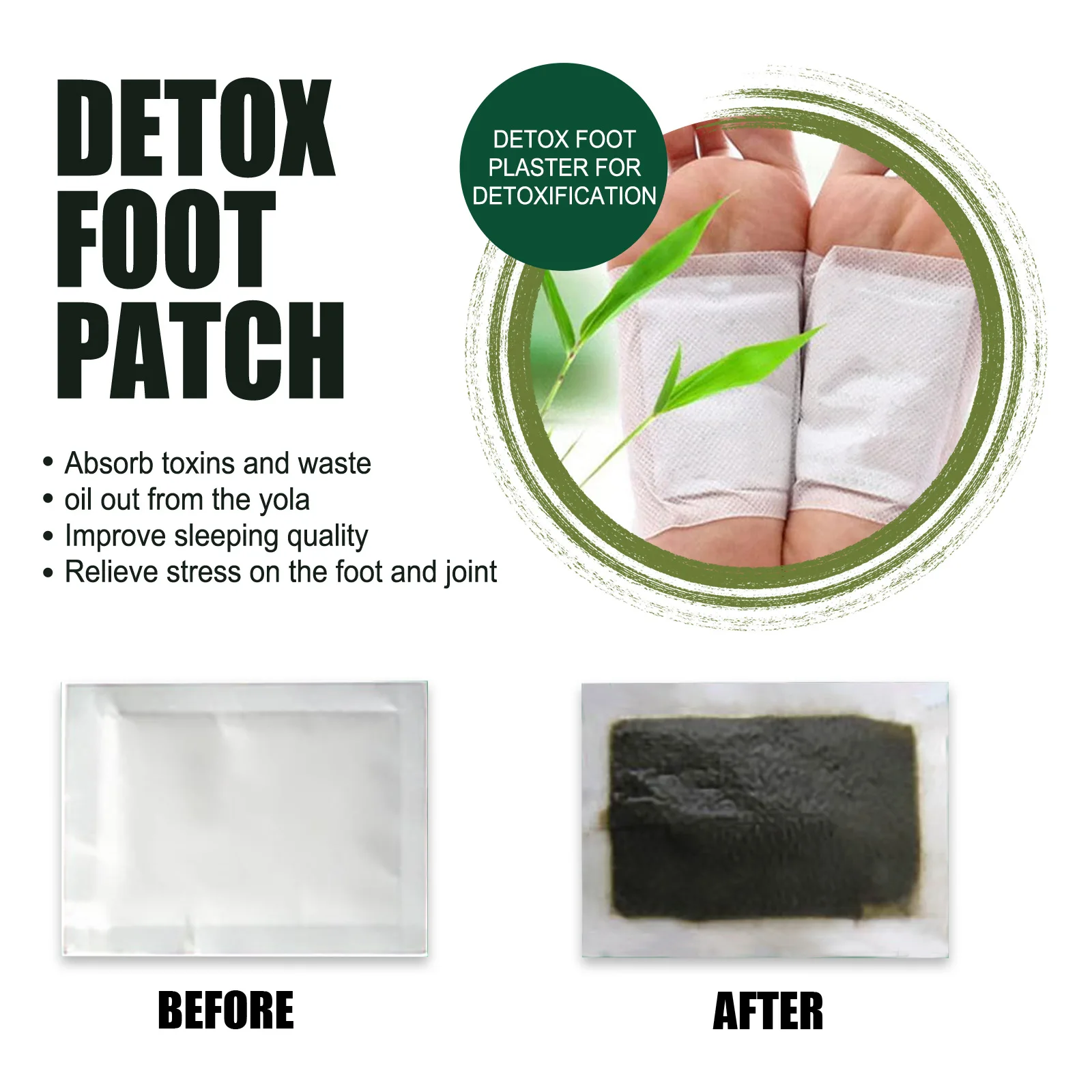 Kinoki Detox Foot Patches Pads Body Toxins Feet Slimming Cleansing Herbal Adhesive Improve Sleep Weight Loss Remove Stress