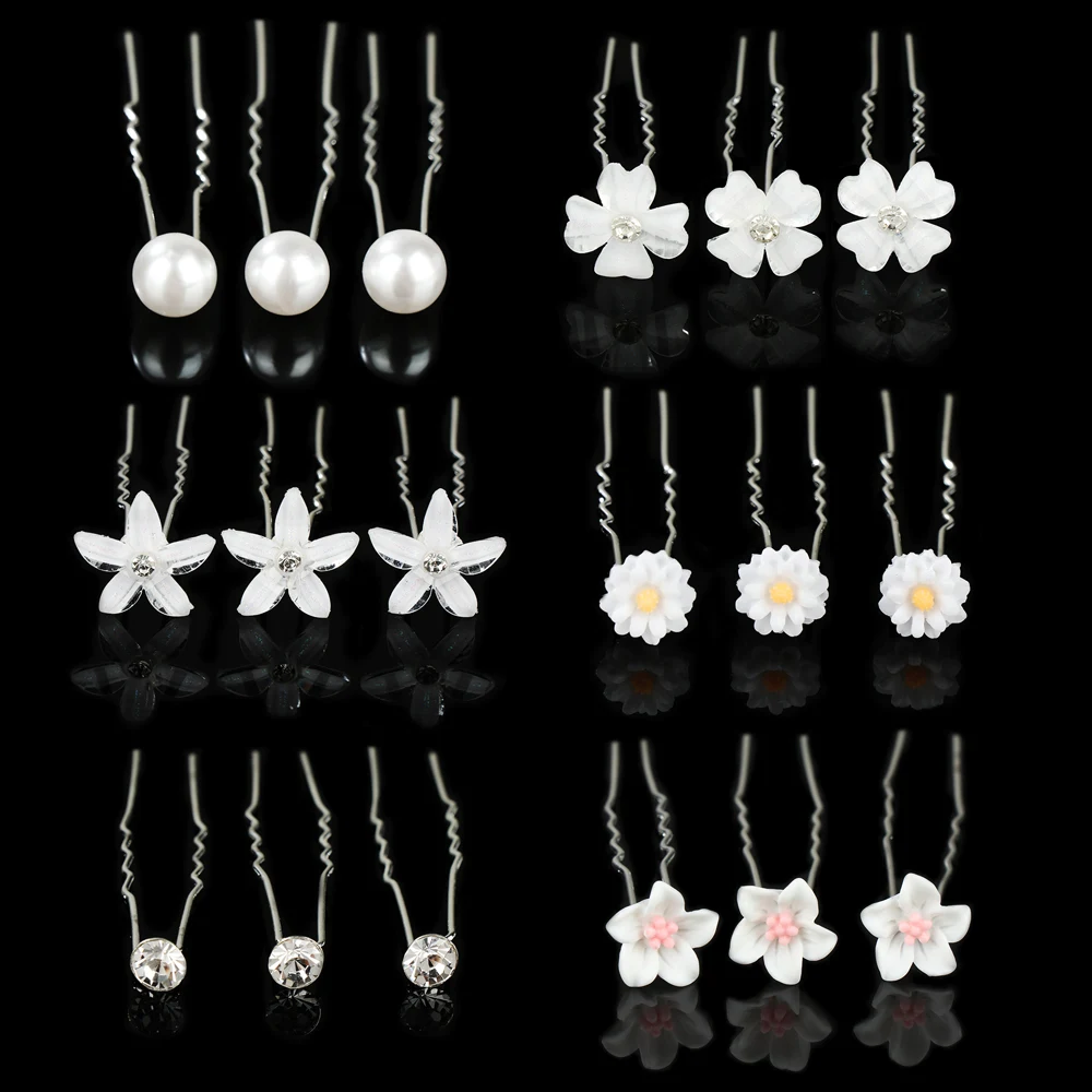 Image 5: Épingles à cheveux en forme de U pour patients, pince à cordon en métal, épingles à cheveux en biscuits, perle, coiffure de mariage, outils de conception, accessoires pour cheveux pour femmes, 20 pièces