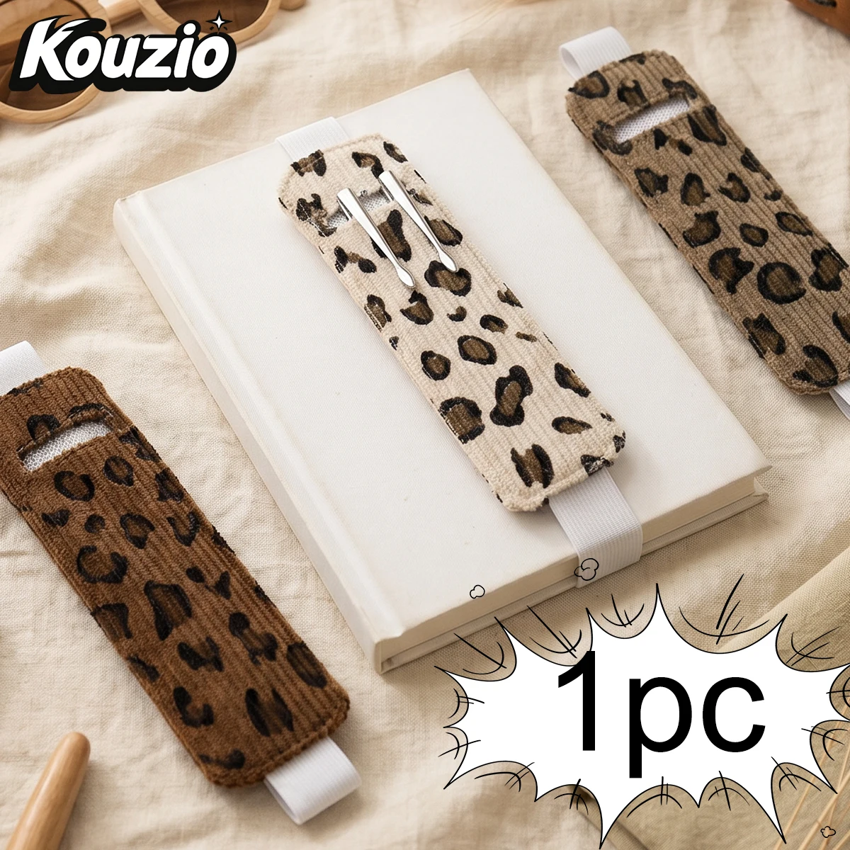 Leopard Print Elastic Pen Holder Bookmark Band Corduroy Pencil Clip Notebook Pen Loop Organizer Back to School Supplies