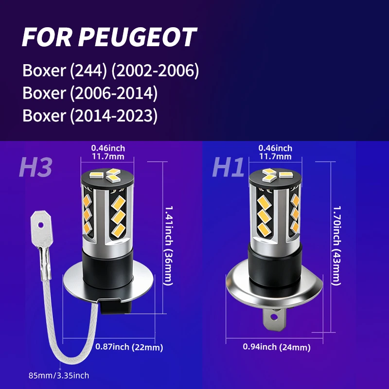 LED FogLights Bulbs Fog Lamp Bulb For Peugeot Boxer 2005 2008 2009 2010 2011 2012 2013 2014 2015 2017 2018 2019 2021 2022 2023