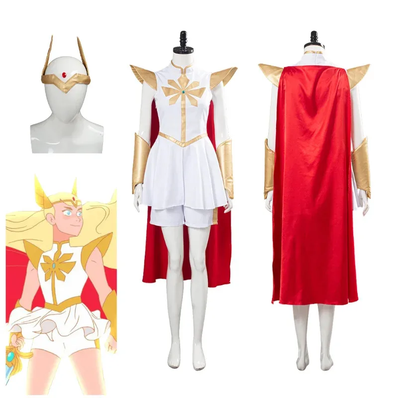 Sky02 Anime She-Ra Princess of Power She Ra Cosplay Dress Costume Women Dress Cloak Fantasia Outfits Halloween Carnival Dis88Li