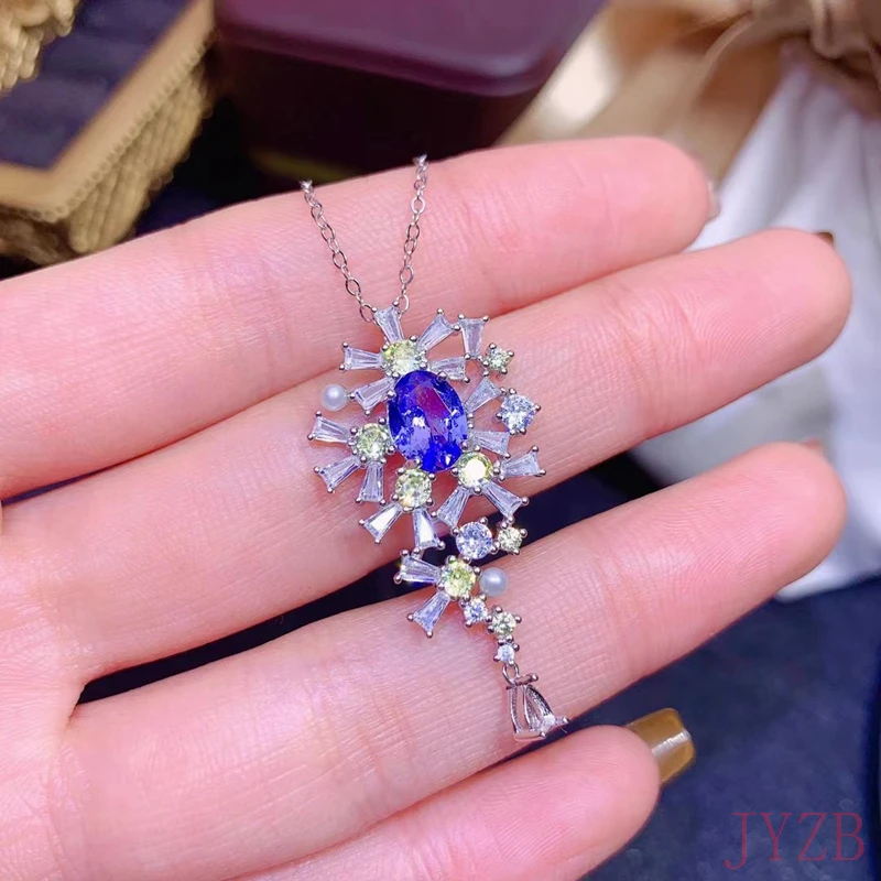 

Dazzling Tanzanite Wedding Pendant 6*8mm Natural Tanzanite Pendant 925 Silver Tanzanite Wedding Pendant