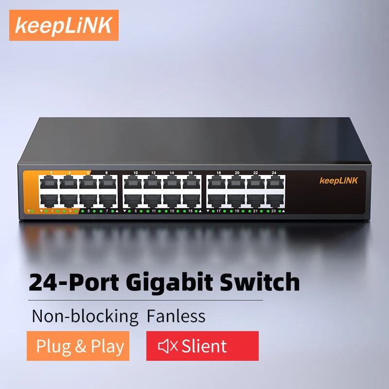 Keeplink-ギガビットイーサネットスイッチ、24ポート