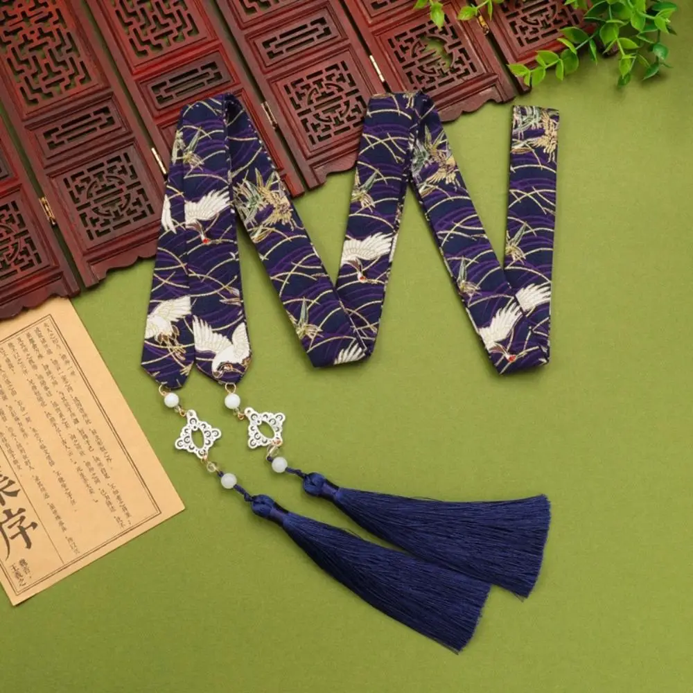 Embroidery Chinese Style Hair Band Crane Horse Face Skirt Ornament Bow Ribbon Headwear Tassel Cloth Hanfu Hair Accessories