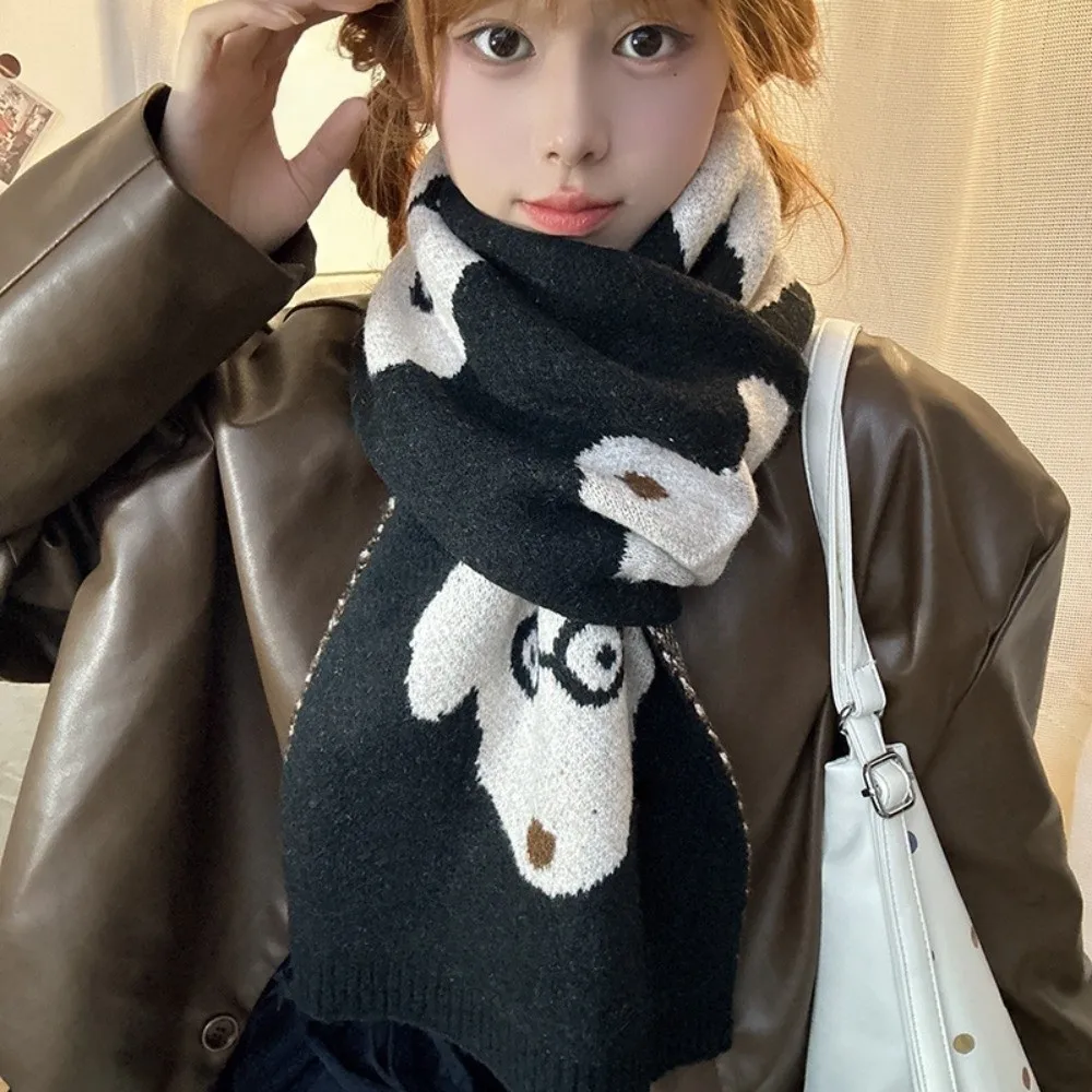 

Модный легкий шарф с рисунком щенка, ветрозащитный теплый шарф из смеси кашемира, милый вязаный платок в корейском стиле, подарок