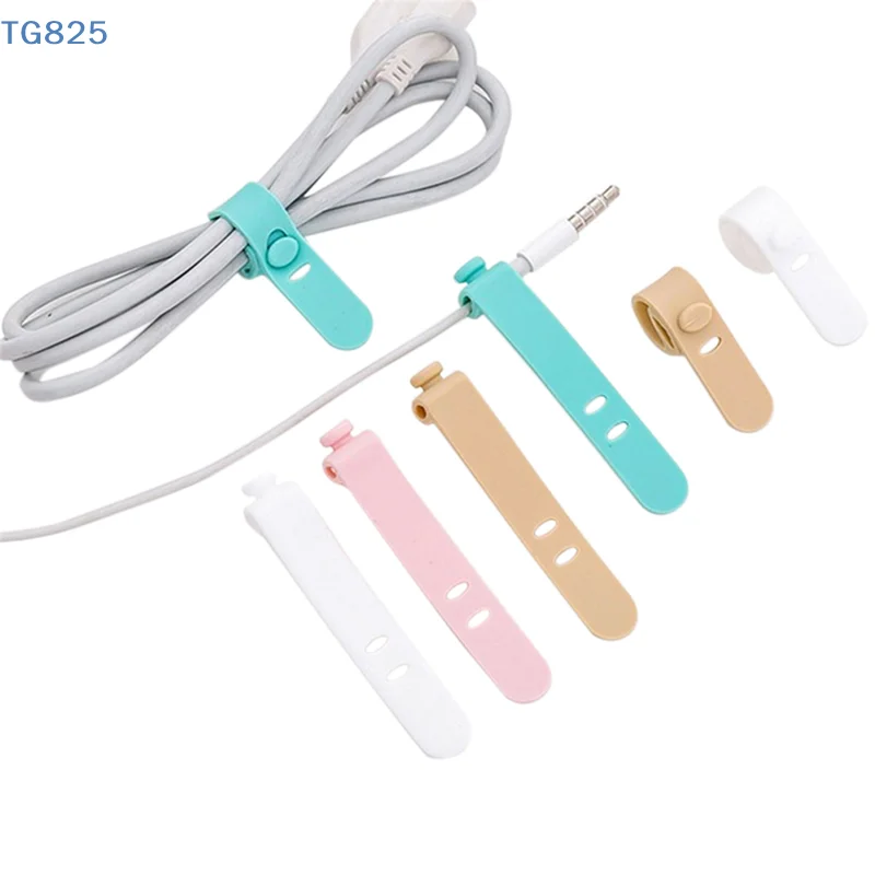 【AN】Silicone Data Cable Organizer Headphone Cord Finishing Buckle Wrap Tie Strap